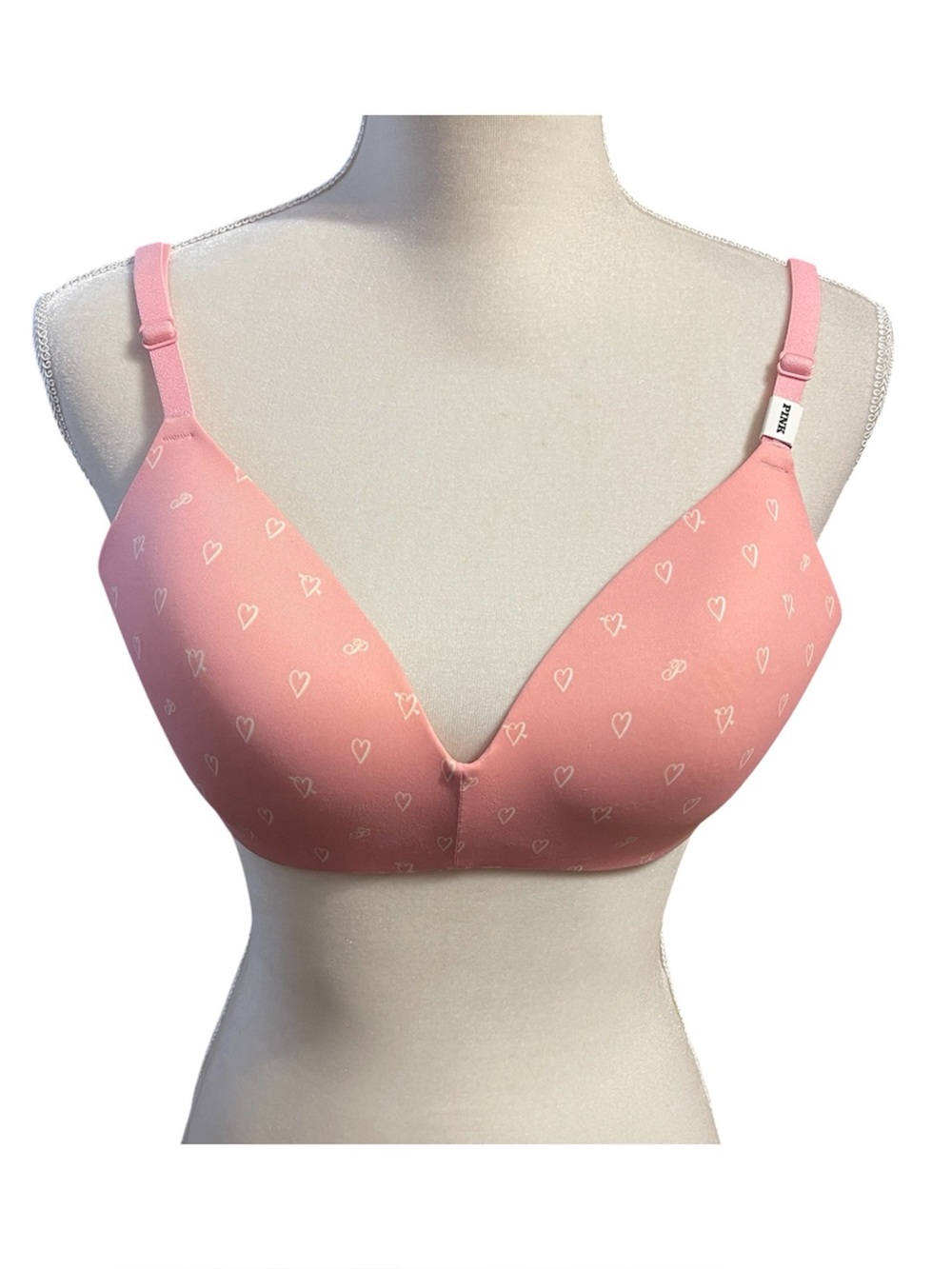 PINK Victoria’s Secret Wear Everywhere Heart Print Wireless Bra Size 36C - NWT